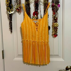 Patrons of peace yellow & wh stripe tank small Euc